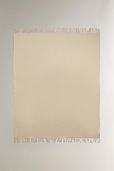 FRINGED DECORATIVE THROW - Ecru by Zara