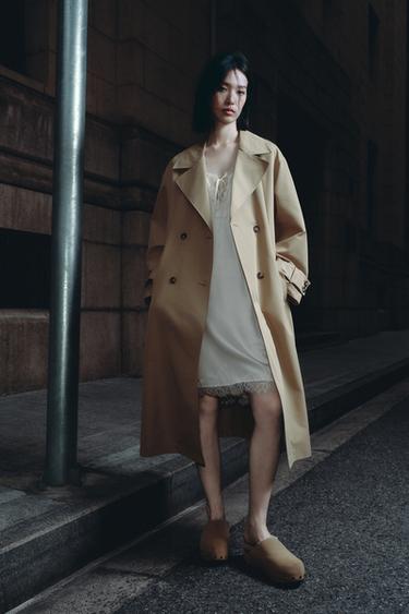Zara ZW COLLECTION 蕾絲細肩帶洋裝 - 米色