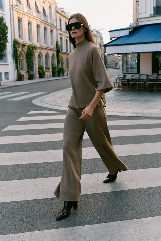 BASIC PIQUÉ TROUSERS - Light brown by Zara - Image 0