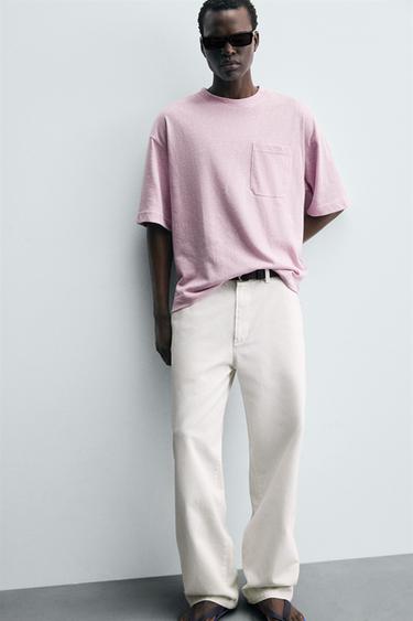 T-SHIRT COUPE DÉCONTRACTÉE AVEC POCHE - Lilas de Zara - Image 4