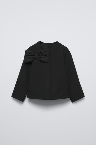 УКОРОЧЕННЫЙ ЖАКЕТ С БАНТОМ — ЧЕРНЫЙ от Zara — изображение 0
