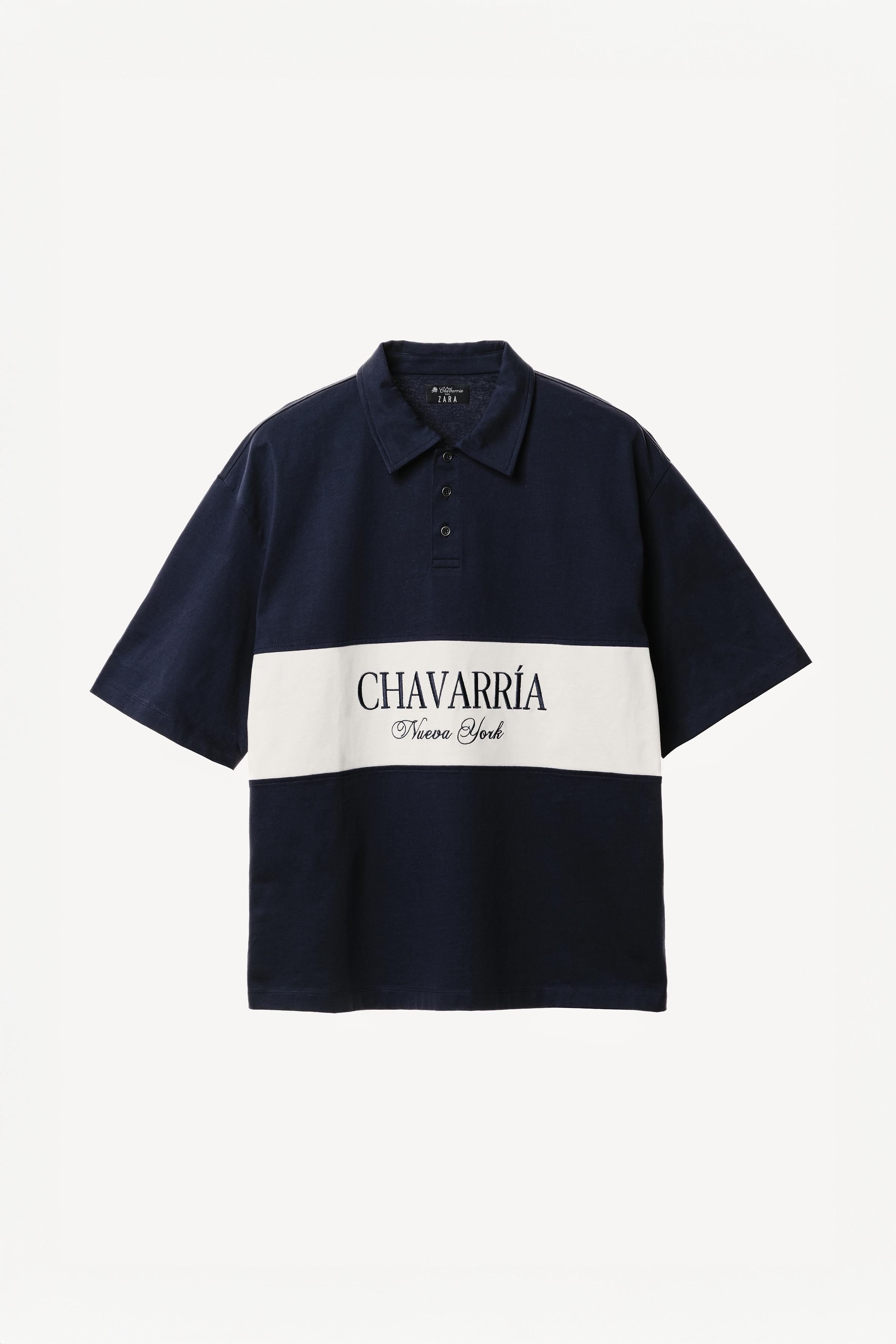 WILLY CHAVARRIA X ZARA カラーブロック刺繍ポロシャツ - ネイビー
