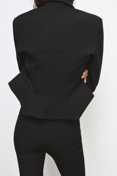 ENSEMBLE BLAZER ET PANTALON CAPRI ZW COLLECTION - Groseille de Zara - Image 4