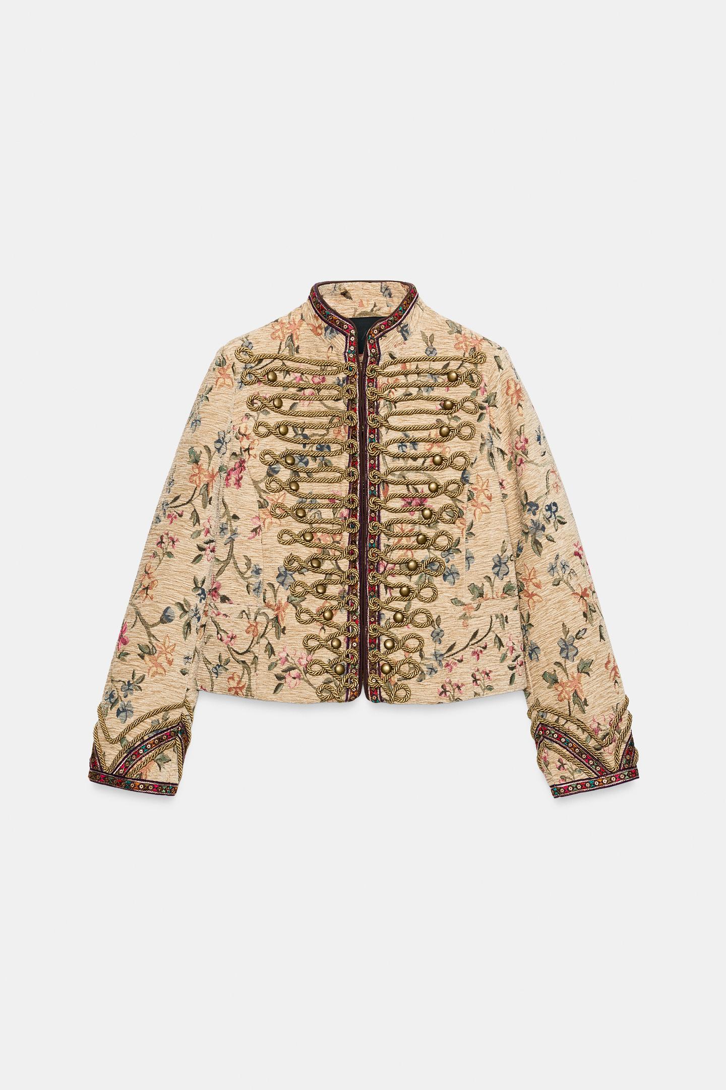 Женская куртка Zara Embroidered Frog Fastening Jacket ZW Collection, цвет: Разноцветный — фото 6