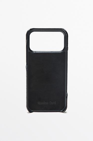 Textured Nappa leather iPhone 17 Pro Max case — Brown 2