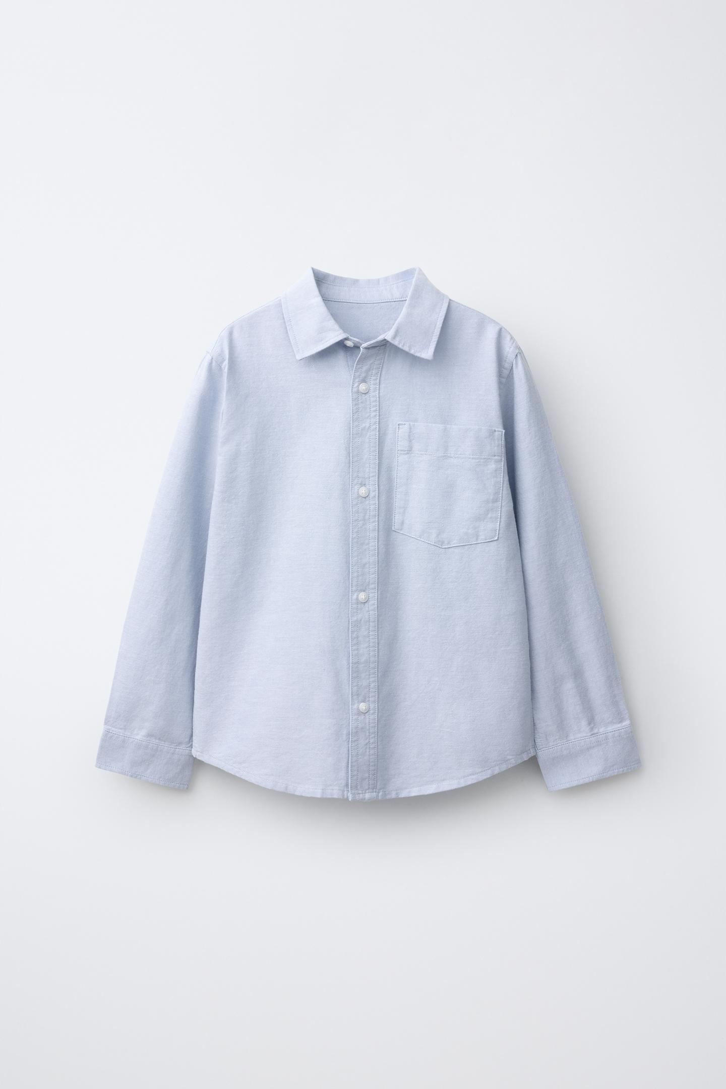 Детская рубашка Zara Oxford Pocket, цвет: Небесно-голубой