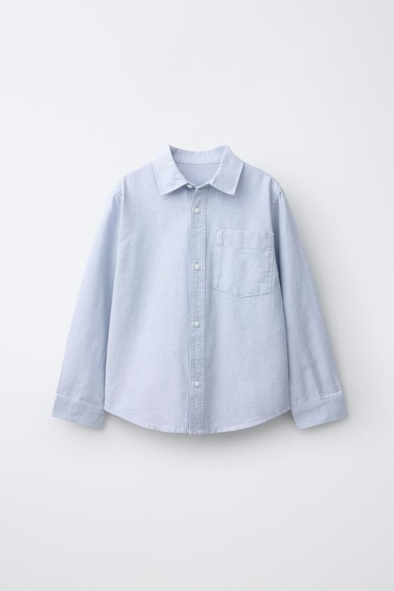Детская рубашка Zara Oxford Pocket, цвет: Небесно-голубой