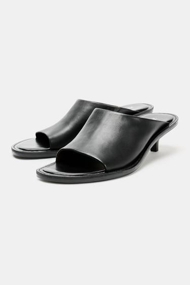 SANDALES EN CUIR MULE - Noir de Zara - Image 2