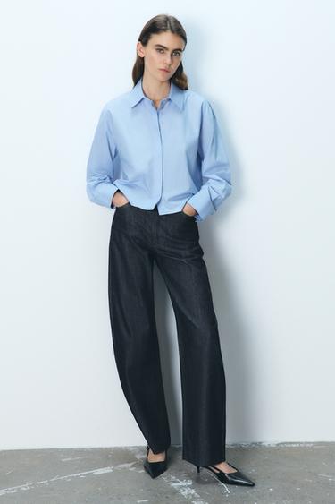 COTTON CROP SHIRT - Light blue by Zara - Image 0
