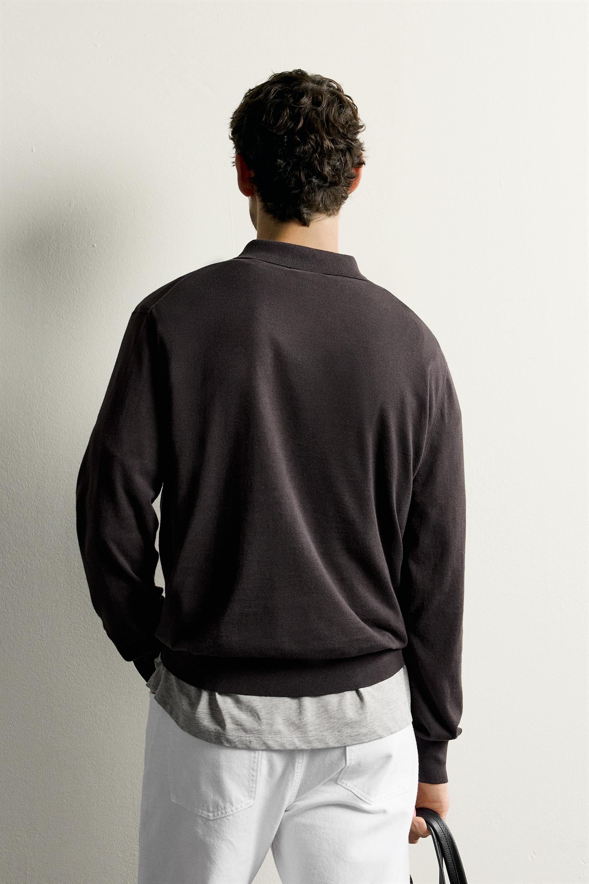 Мужские свитеры Zara COTTON BLEND LIGHTWEIGHT KNIT POLO — фото 3