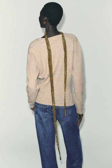 GILET EN MAILLE À NŒUD - Vison chiné de Zara - Image 5