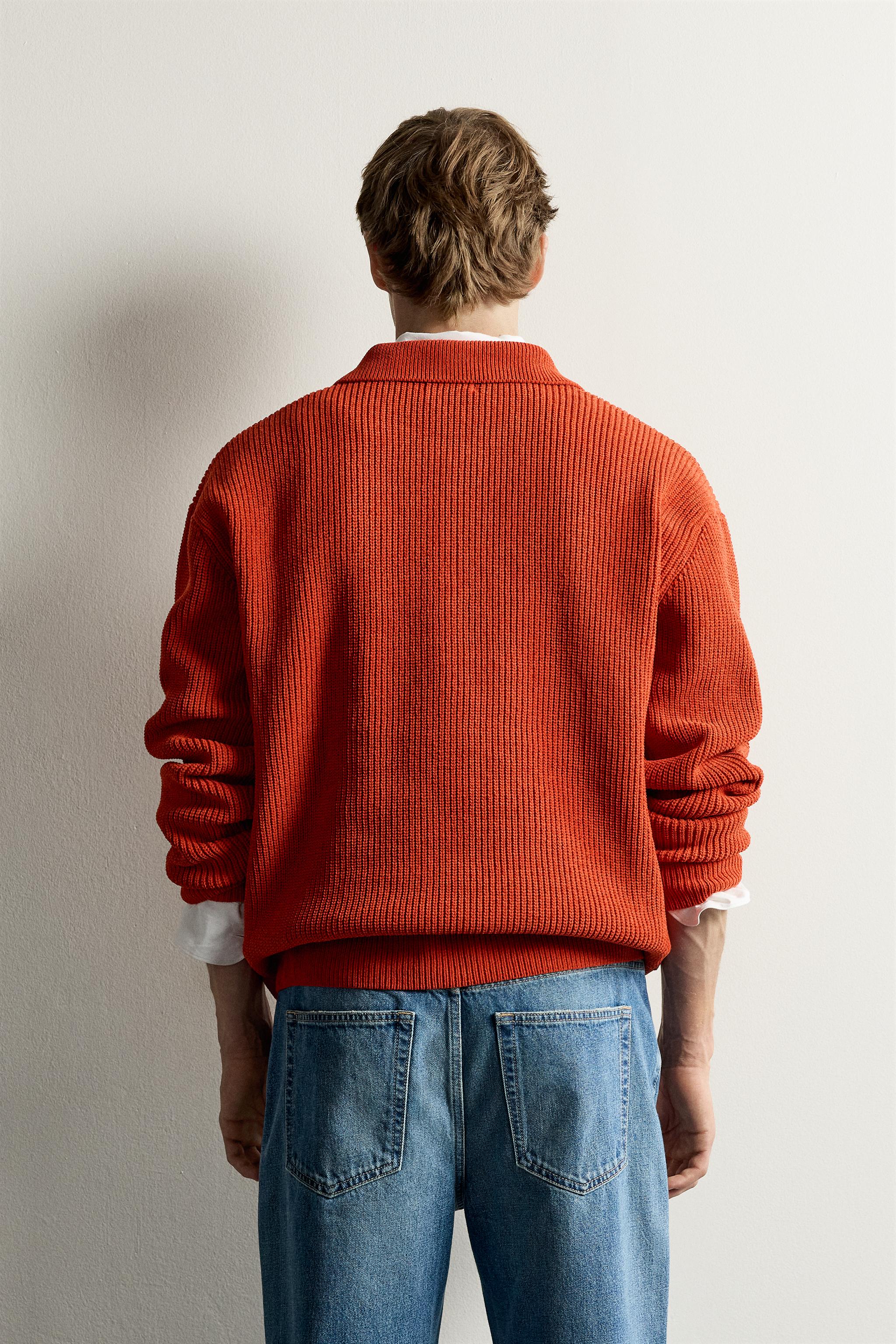 Мужские рубашки Zara QUARTER-ZIP KNIT POLO SHIRT — фото 3