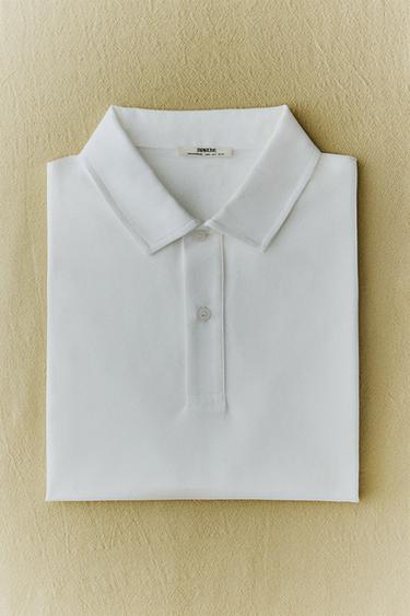 COTTON JERSEY BEACH POLO SHIRT - Oyster-white by Zara - Image 4