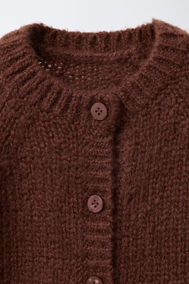 KNIT CARDIGAN WITH FLORAL EMBROIDERY - dark russet by Zara - Image 2