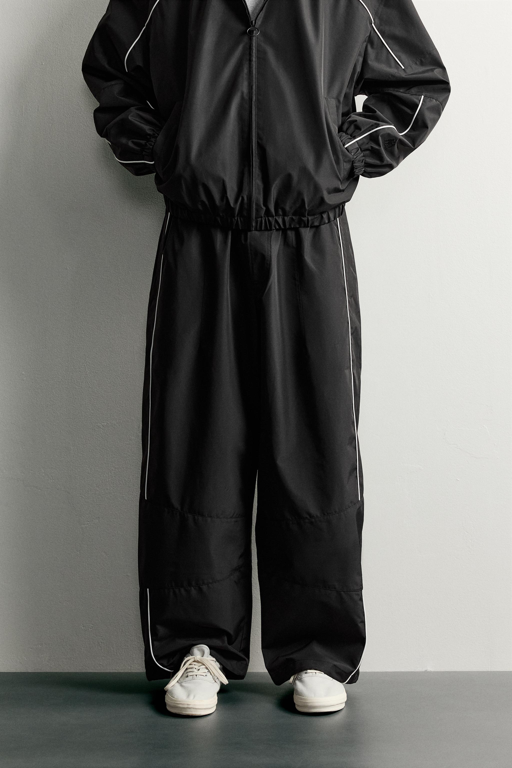 WATER REPELLENT CONTRAST TECHNICAL TROUSERS — Black