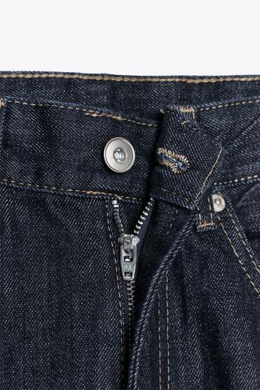 TRF STRAIGHT HIGH-WAIST JEANS WITH BELT LOOPS - Dark indigo by Zara