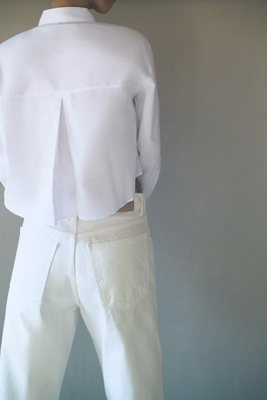 TRF CROPPED FLARE ハイライズデニムパンツホワイトZaraのTRF CROPPED FLARE ハイライズデニムパンツ - ホワイト 