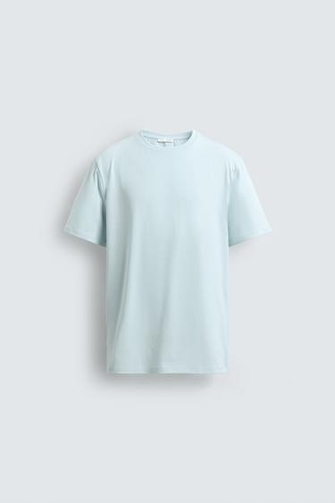 BASIC SLIM FIT T-SHIRT /01 - Light sky blue by Zara