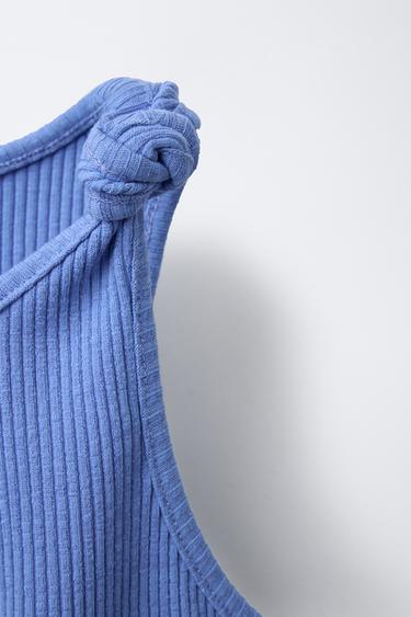 RIBBED TOP WITH KNOTTED FISH DETAIL - Blue by Zara - Image 3