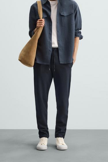 PANTALÓN CINTURA JOGGER EASY CARE - Marino de Zara