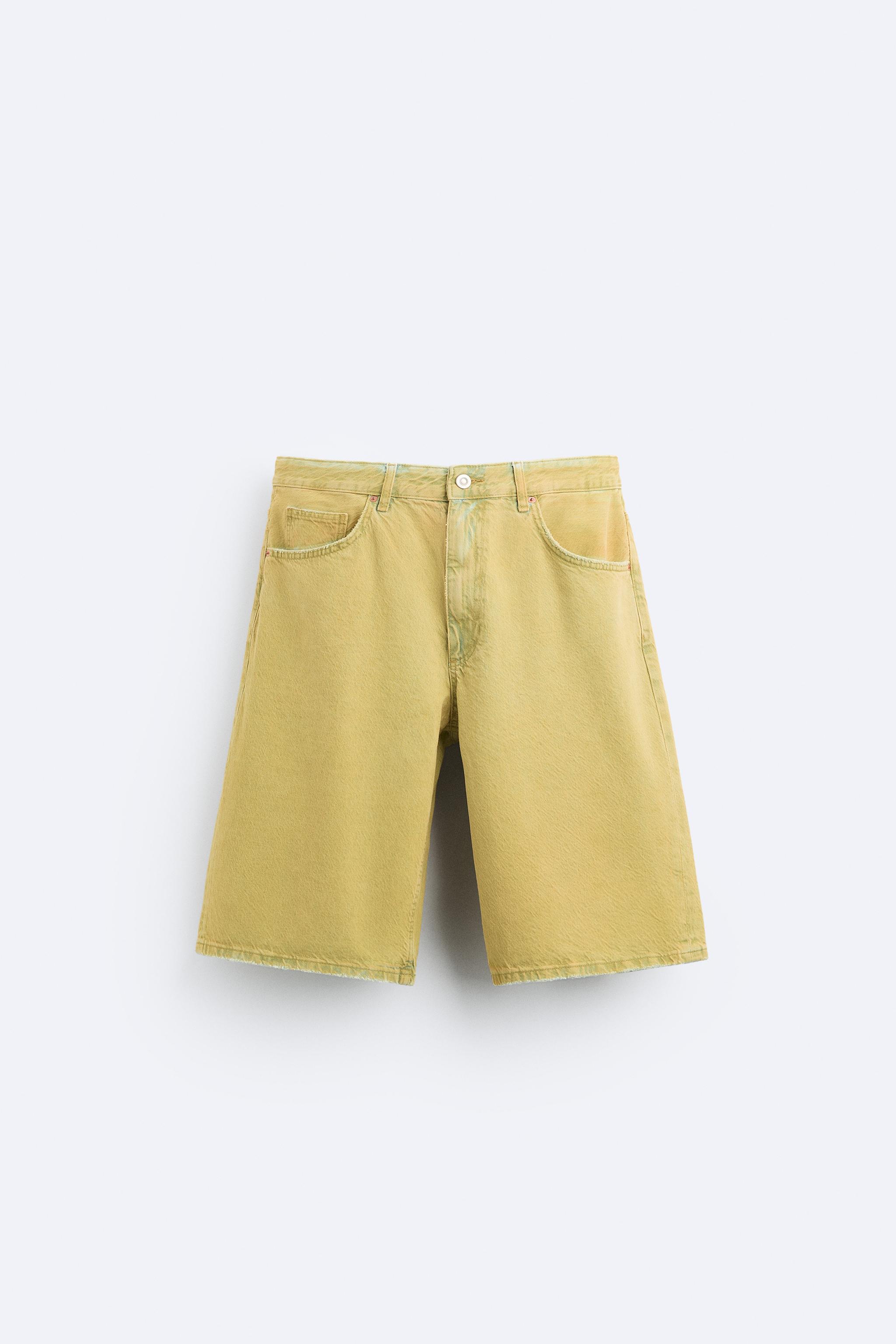 OVERDYED DENIM JORTS - Yellow | ZARA United States