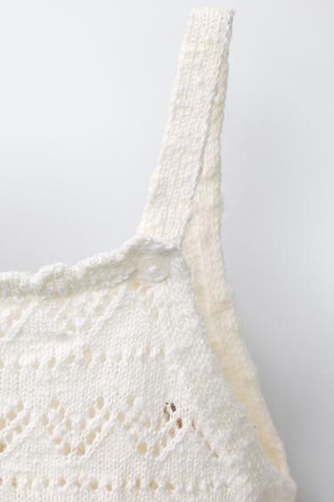 SALOPETTE EN MAILLE À FLEURS BRODÉES - Écru de Zara - Image 2