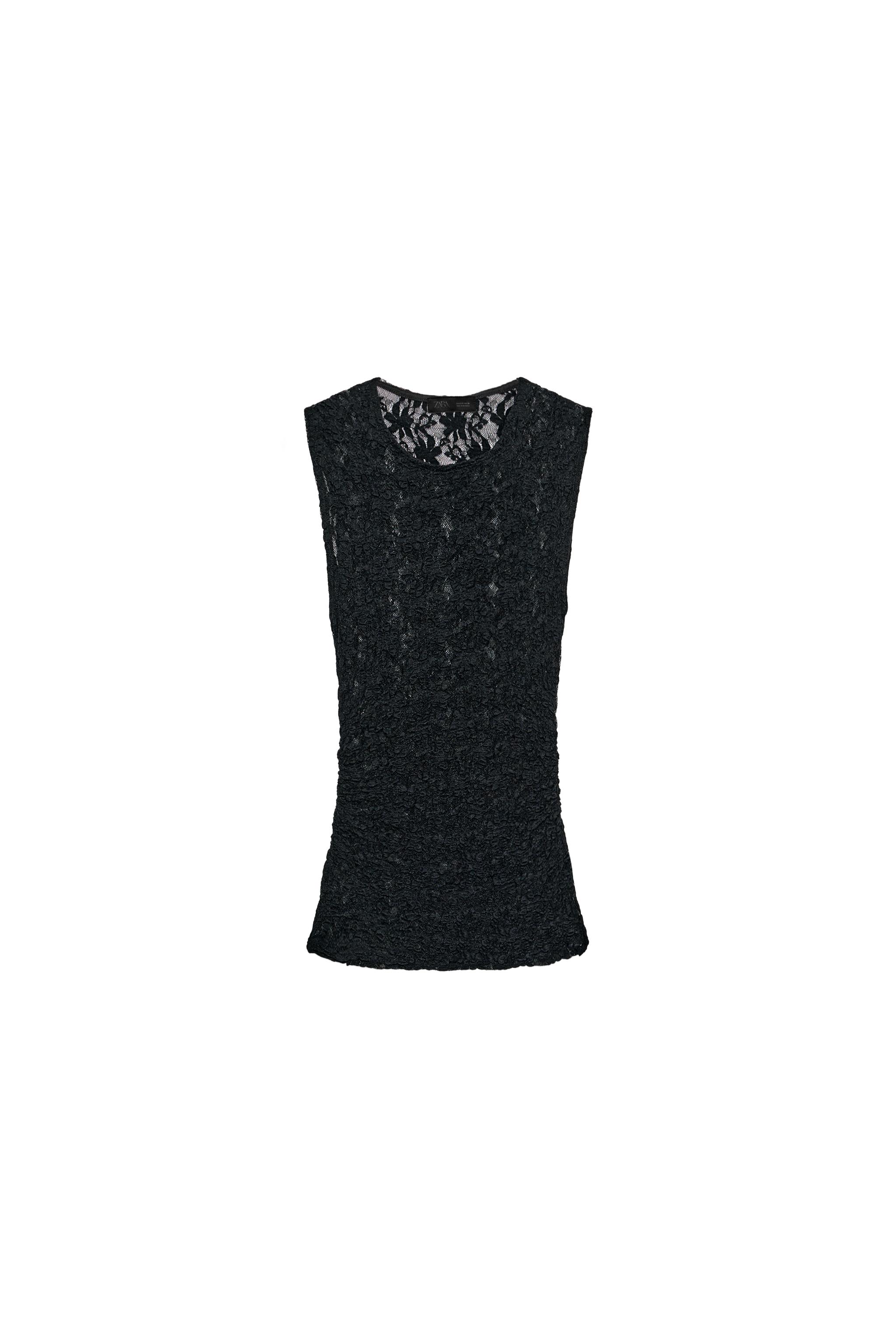 トップス [MSCHF]LACE STRAP SLEEVELESS Black S 209197s.jpg