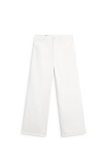 Jean wide leg taille haute - Blanc cassé de Zara