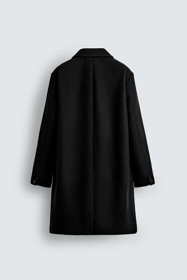 MANTEAU REGULAR FIT AVEC LAINE - Noir de Zara - Image 6