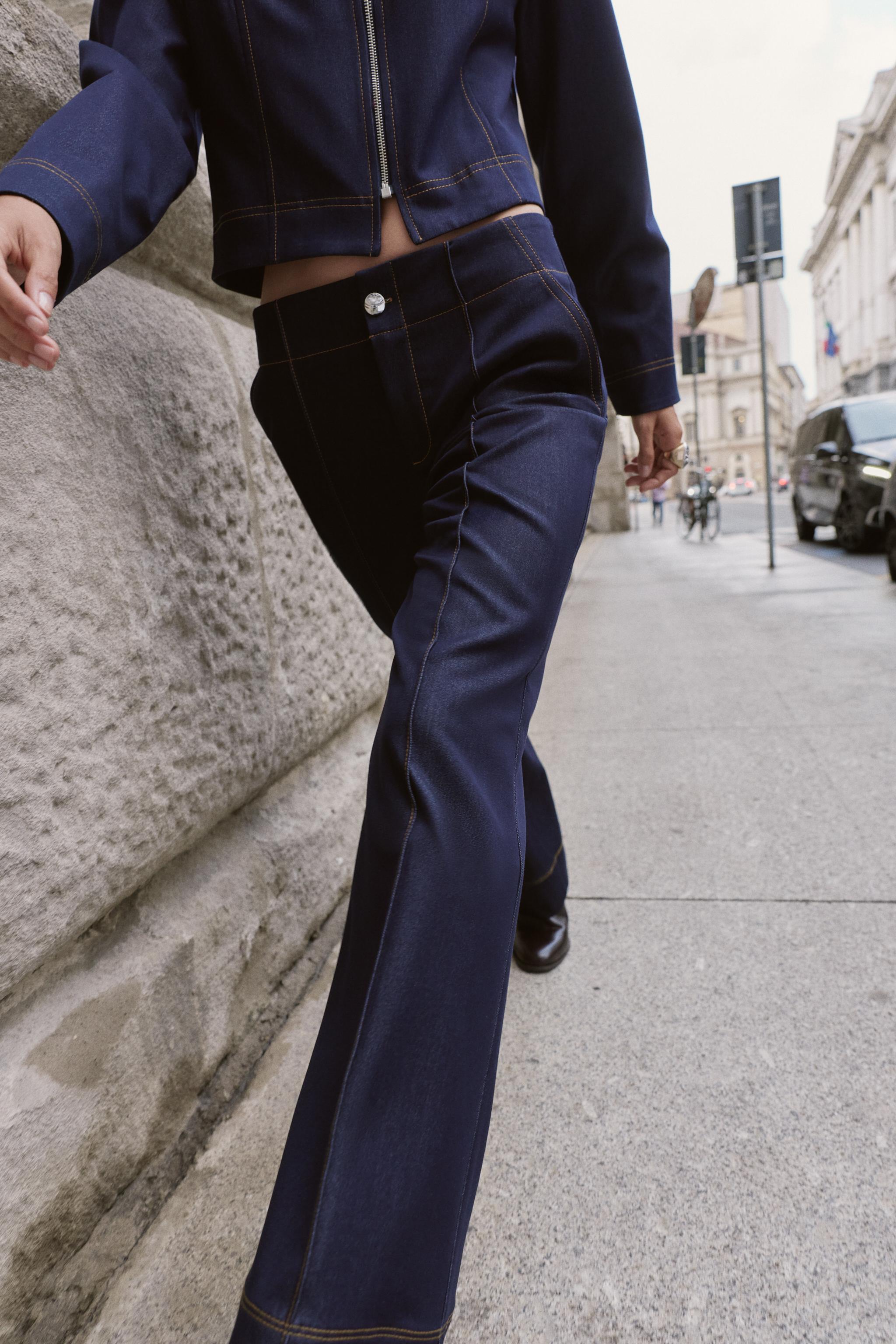 CONTRAST TOPSTITCHING BOOTCUT PANTS