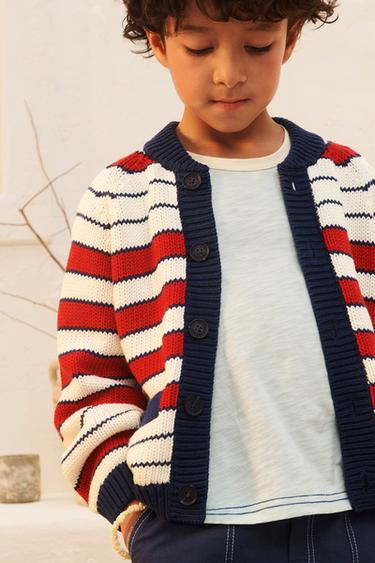 GILET EN MAILLE À RAYURES ÉDITION LIMITÉE - Bleu / Blanc de Zara - Image 1