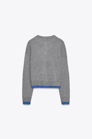CONTRAST KNIT CARDIGAN - Grey by Zara - Image 4