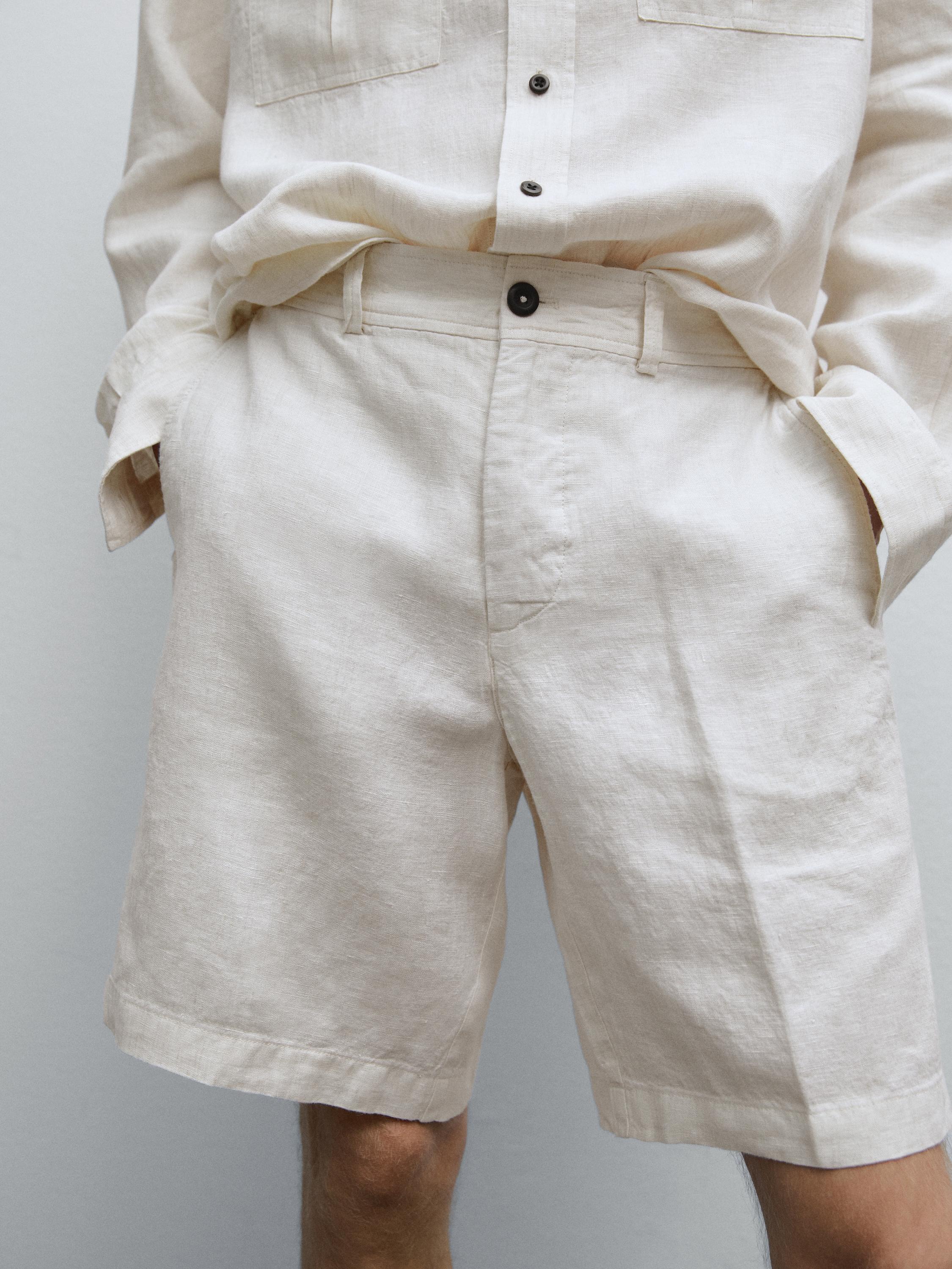 100% linen Bermuda shorts