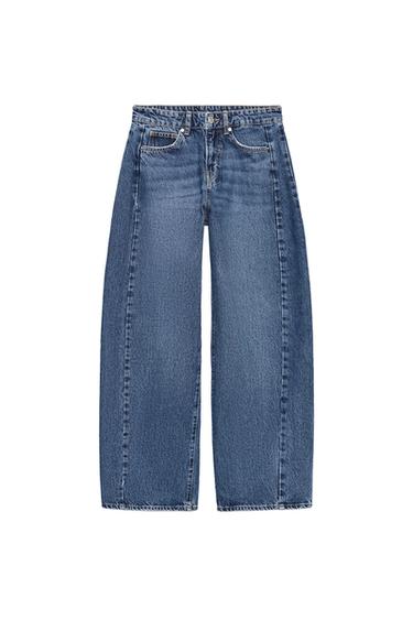 Zara Z1975 高腰繭型牛仔褲 - 靛青色