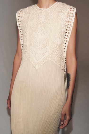 VESTIDO COMBINADO SOBRECAPA DESMONTABLE ZW COLLECTION - Crudo de Zara