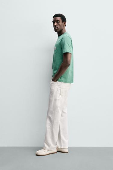 T-SHIRT REGULAR FIT POCHE PIÈCE - Vert menthe de Zara - Image 2