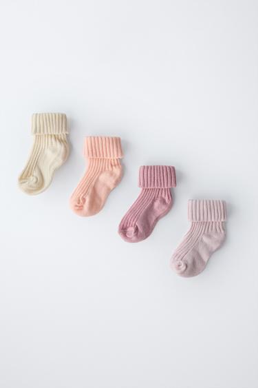 LOT DE QUATRE PAIRES DE CHAUSSETTES DE COULEURS - Rose de Zara - Image 3