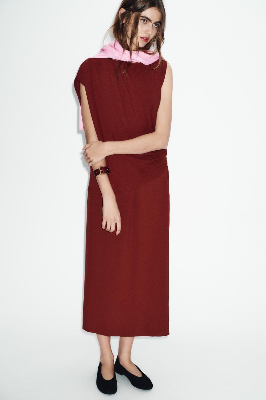 ASYMMETRICAL LONG DRESS - Brick | ZARA United States