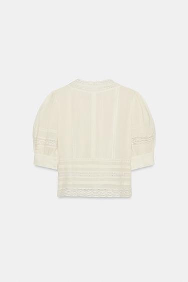 ZW COLLECTION ROMANTIC LACE BLOUSE - Ecru by Zara - Image 6