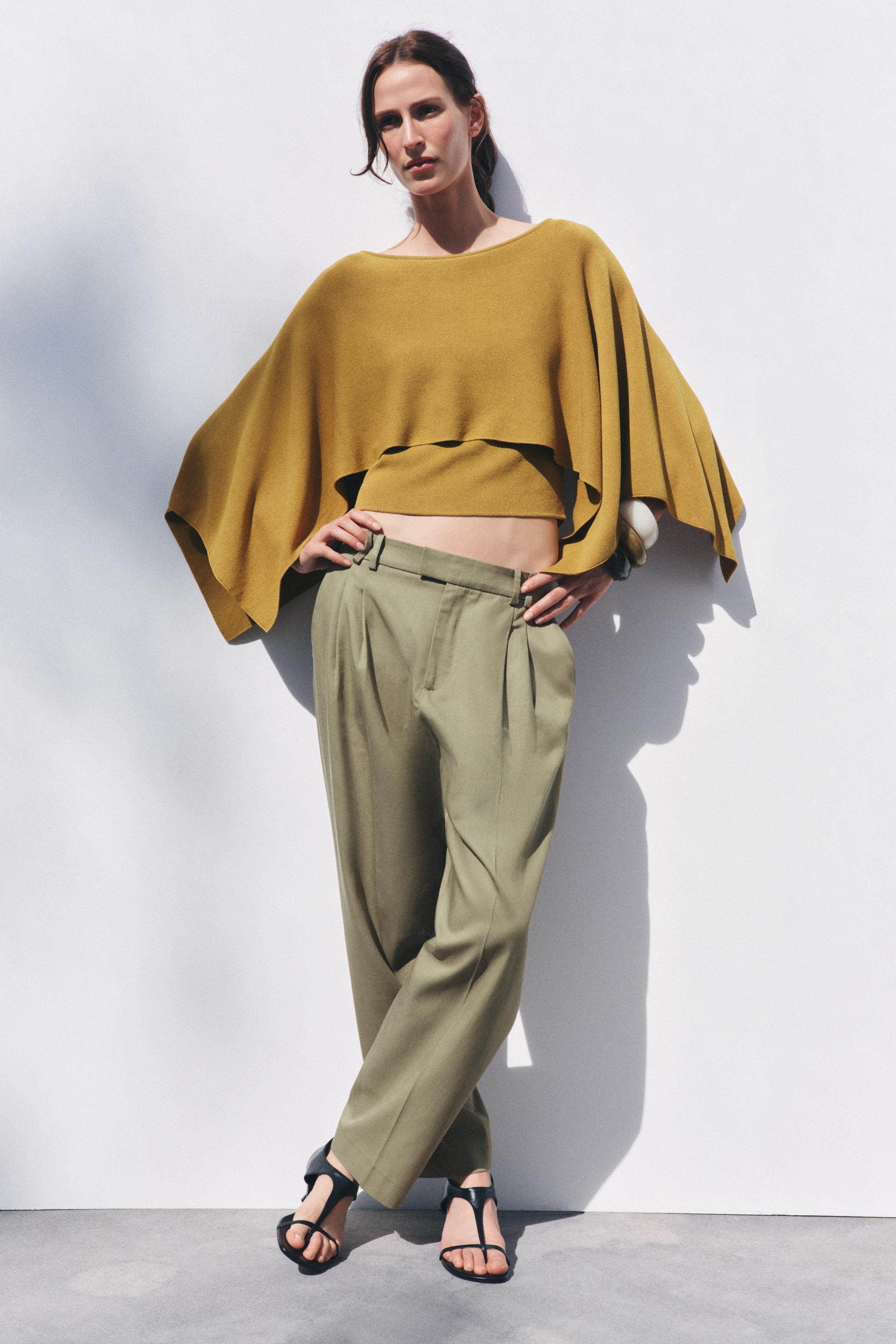 Tシャツ・カットソー [IAMMARI]Linkle short-sleeved wide pleats bendable pants set PLEATED PANTS ZW COLLECTION - Khaki | ZARA United States