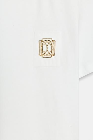 T-SHIRT PASSEMENTERIE MÉTALLIQUE - Blanc de Zara - Image 5