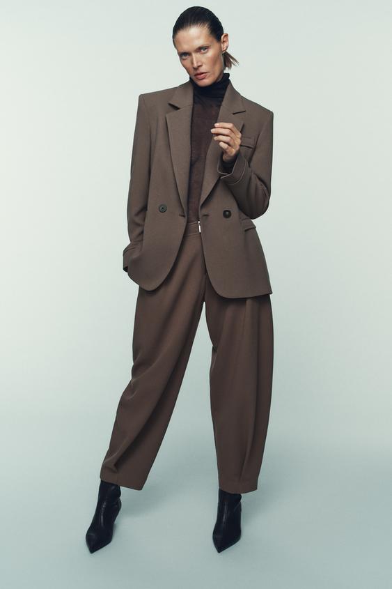 DOUBLE BREASTED BLAZER WITH SHOULDER PADS