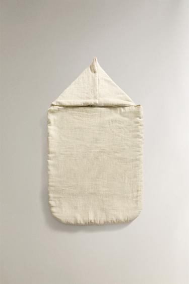 STRIBET BABYKØREPOSE I MUSSELIN - grøn fra Zara - Billede 0