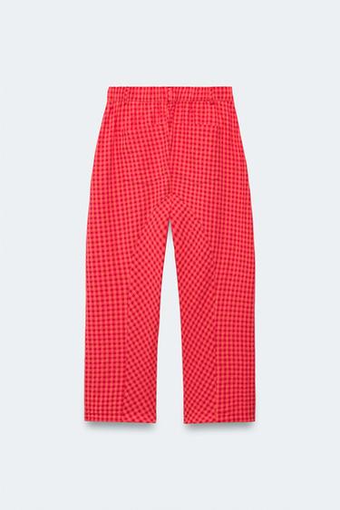 LIMITED EDITION GINGHAM CARROT FIT TROUSERS - Red / Coral by Zara - Image 4