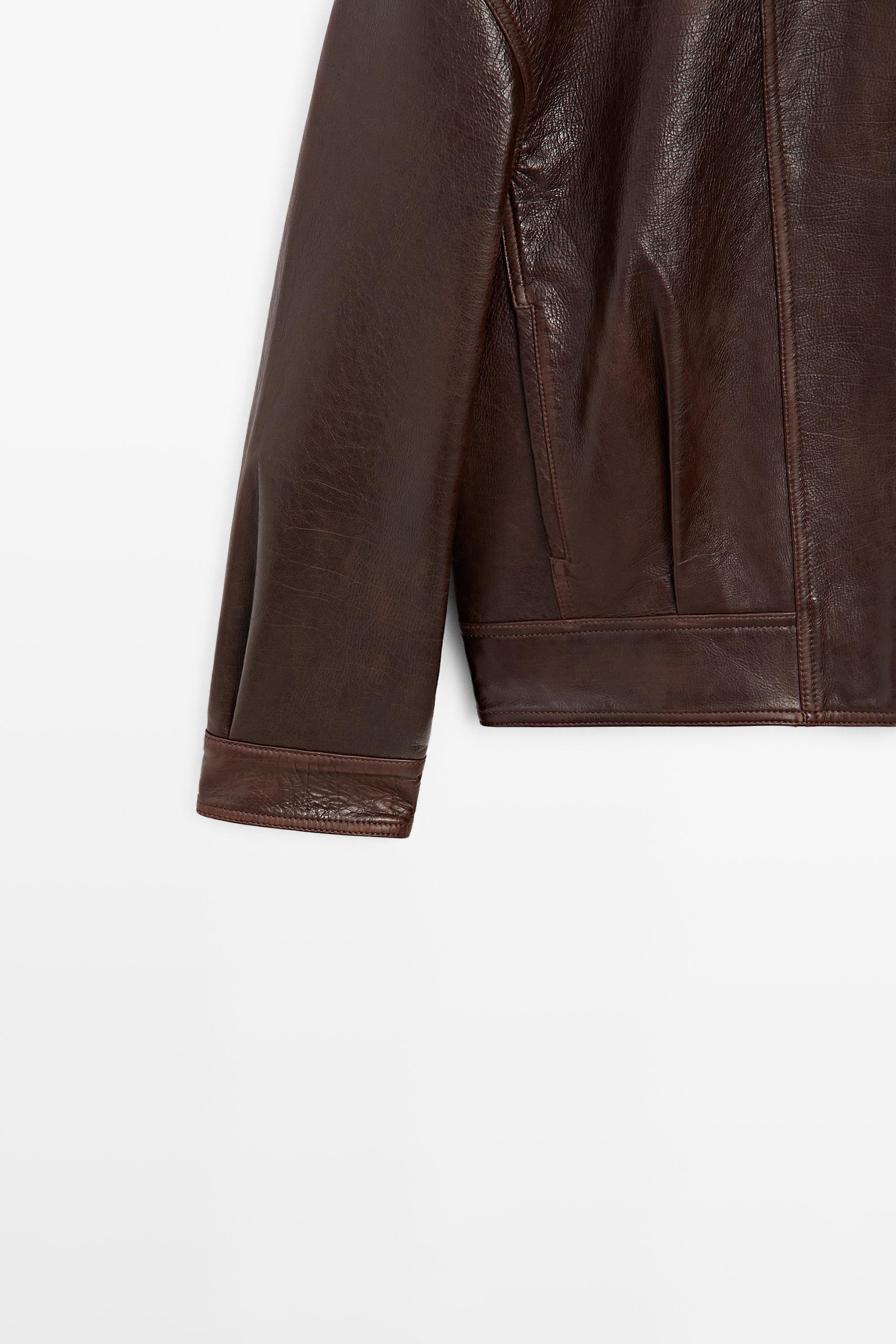 Blouson à plis en cuir nappa
