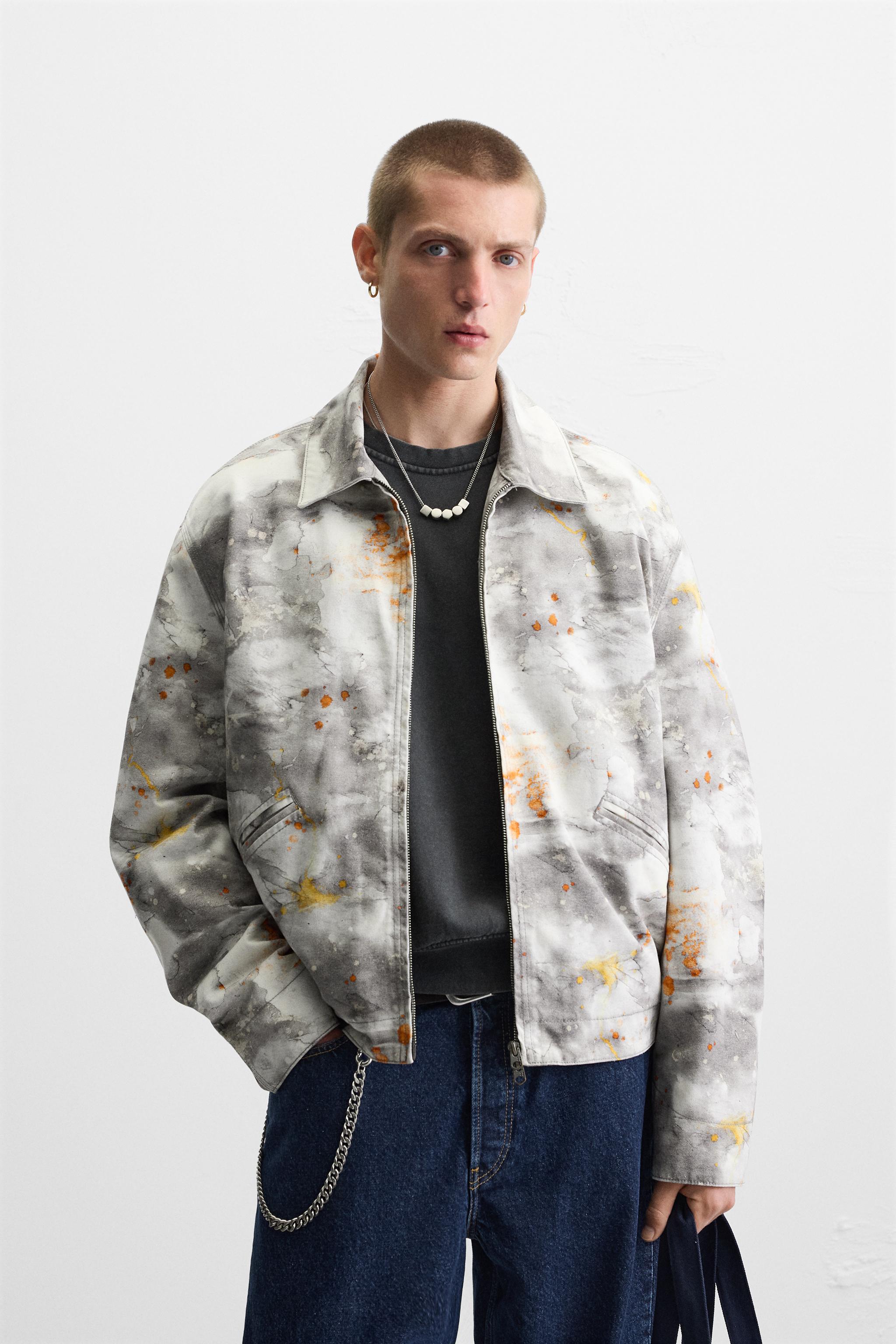 アブストラクトプリントジャケット - オレンジ色 | ZARA Japan