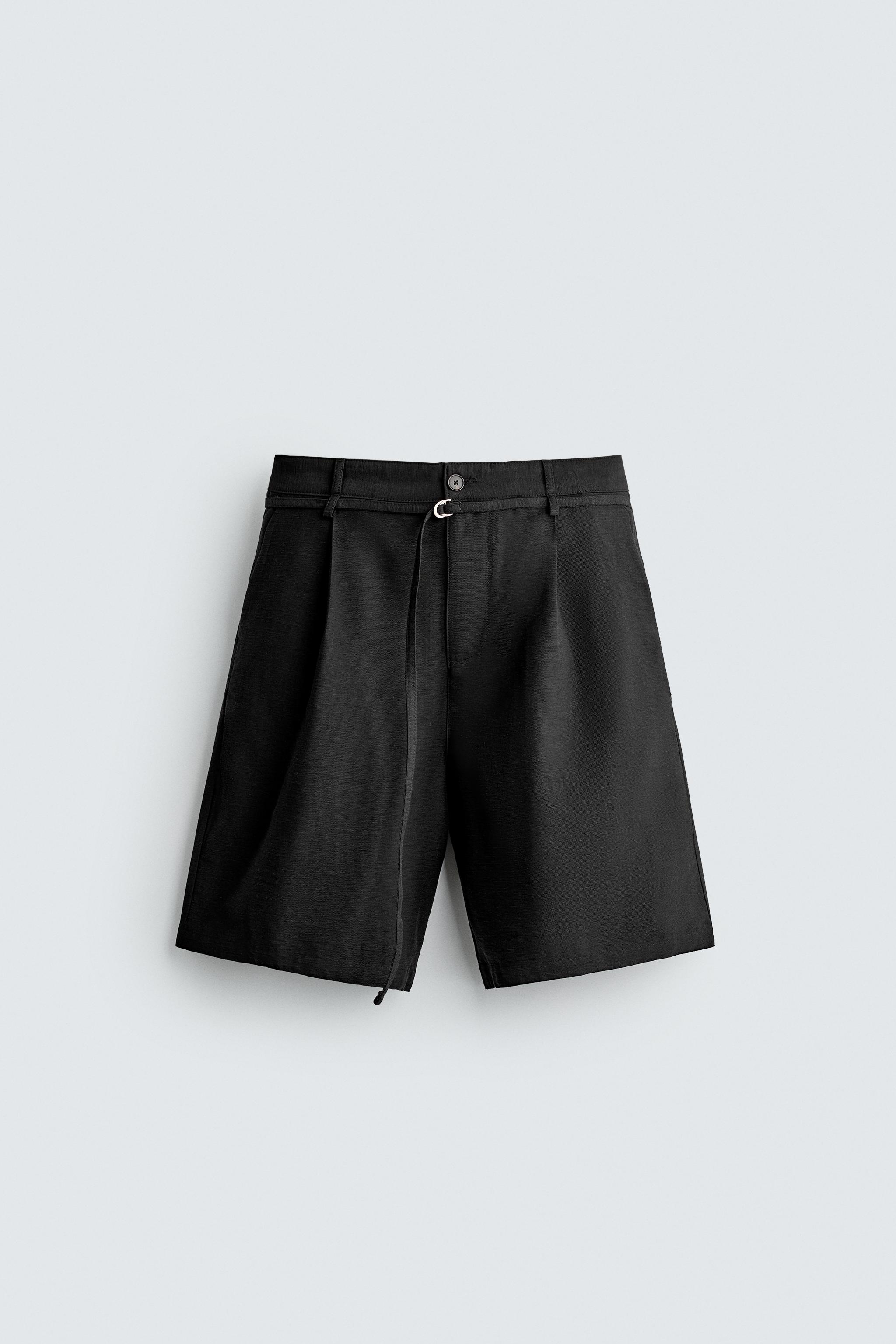 RELAXED FIT BELTED PLEATED SHORTS