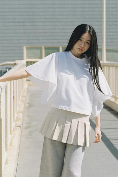バットウィングスリーブTシャツホワイト0ZaraのバットウィングスリーブTシャツ - ホワイト - 画像 0