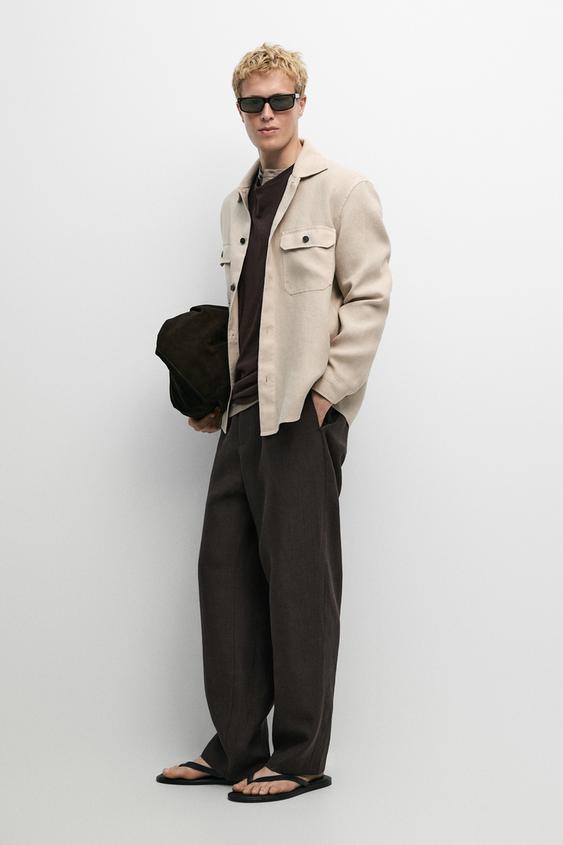 Surchemise poches 100 % lin - Beige de Zara - Image 0