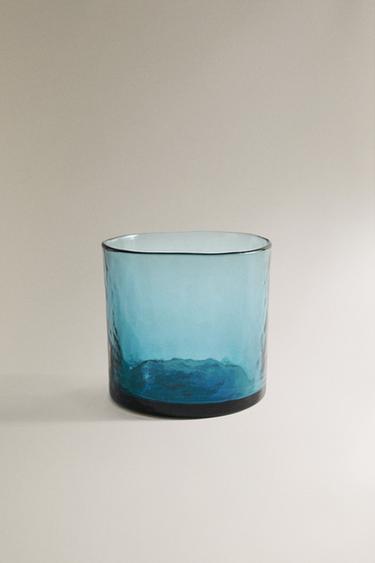 Zara TEXTURED GLASS TUMBLER - 藍色